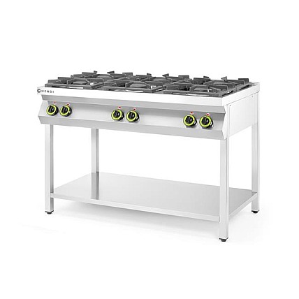 6 KAITVIEČIŲ DUJINĖ VIRYKLĖ KITCHEN LINE , ATVIRO MODULIO, 28,5kW, 1200x700x(H)900mm-Hendi