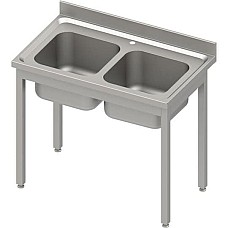 Stalas su 2 kriauklėmis, be lentynos 1000x700x850 mm, suvirintas, presuotas stalviršis, alavuotas kraštas 100x15x10