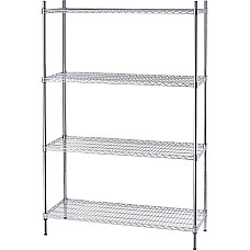 Chromuotas stelažas, 4 lentynos, sulankstomas, 1200x450x1800 mm