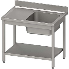 Stalas su 1 dubens kriaukle (P), su lentyna 1000x700x850 mm, surenkamas