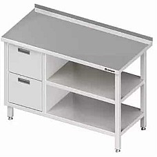 Sieninis staliukas su 2 stalčiais (L) ir 2 lentynomis 1100x600x850 mm