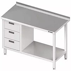 Sieninis stalas su trijų stalčių blokeliu (L) ir lentyna 1200x600x850 mm