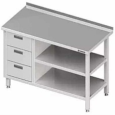 Sieninis staliukas su 3 stalčiais (L) ir 2 lentynomis 1600x600x850 mm