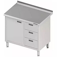 Sieninis stalas su trijų stalčių blokeliu (P), atlenkiamomis durelėmis 800x700x850 mm