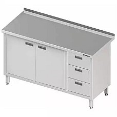 Sieninis stalas su trijų stalčių blokeliu (P), atlenkiamomis durelėmis 1500x700x850 mm