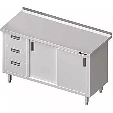 Sieninis stalas su trijų stalčių bloku (L), stumdomos durys 1200x700x850 mm