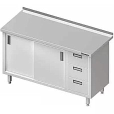 Sieninis stalas su trijų stalčių bloku (P), stumdomos durys 1900x700x850 mm