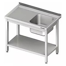 Stalas su 1 dubens kriaukle (P), su lentyna 900x700x850 mm, surenkamas