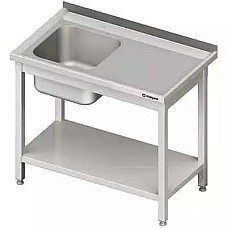 Stalas su 1 dubens kriaukle (L), su lentynėle 1400x600x850 mm, surenkamas