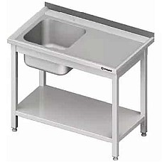 Stalas su 1 dubens kriaukle (L), su lentyna 900x700x850 mm, surenkamas