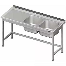 Stalas su 2 dubenų kriaukle (P), be lentynos 1700x600x850 mm