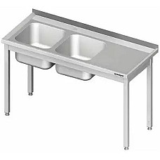 Stalas su 2 kriauklėmis (L), be lentynos 1300x700x850 mm, surenkamas