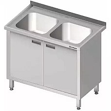 Stalas su 2 skyrių kriaukle, atveriamomis durelėmis 1000x600x850 mm