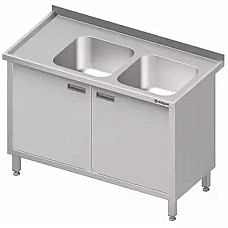 Stalas su 2 kriauklėmis (P), varstomos durys 1200x600x850 mm