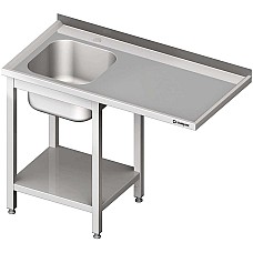 Stalas su 1 dubens kriaukle (L) ir vieta šaldytuvui arba indaplovei 1400x700x900 mm, suvirintas