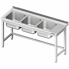 Stalas su 3 skyrių kriaukle (L), be lentynos 1700x600x850 mm