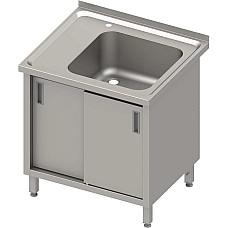 Stalas su 1 dubens kriaukle (P), stumdomomis durelėmis 800x700x850 mm, presuotas stalviršis