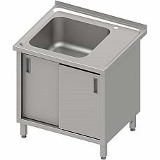 Stalas su 1 dubens kriaukle (L), stumdomomis durelėmis 900x700x850 mm, presuotas stalviršis