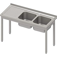 Stalas su 2 kriauklėmis (P), be lentynos 1300x600x850 mm, surenkamas, presuotas stalviršis