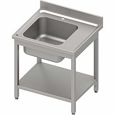 Stalas su 1 dubens kriaukle (L), su lentyna 900x700x850 mm, suvirintas, presuotas stalviršis, alavuotas kraštas 100x15x10