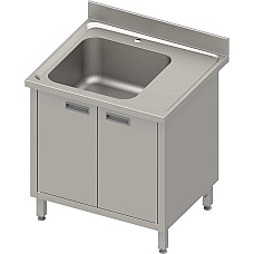 Stalas su 1 dubens kriaukle (L), varstomomis durelėmis 900x700x850 mm, presuotas stalviršis, konservuotas kraštas 100x15x10