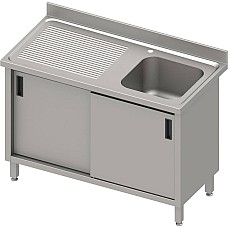 Stalas su 1 dubens kriaukle (P), stumdomos durelės 1700x600x850 mm, presuotas stalviršis, alavuotas kraštas 100x15x10