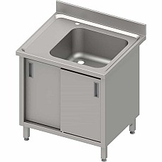 Stalas su 1 dubens kriaukle (P), stumdomos durelės 900x700x850 mm, presuotas stalviršis, konservuotas kraštas 100x15x10