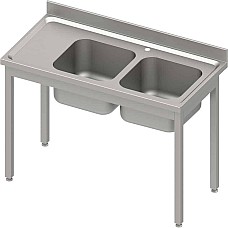 Stalas su 2 kriauklėmis (P), be lentynos 1300x600x850 mm, surenkamas, presuotas stalviršis, alavuotas kraštas 100x15x10