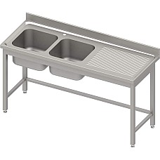 Stalas su 2 kriauklėmis (L), be lentynos 1700x600x850 mm, presuotas stalviršis, alavuotas kraštas 100x15x10