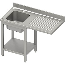 Stalas su 1 dubens kriaukle (L) ir vieta šaldytuvui arba indaplovei 1700x600x900 mm, suvirintas, presuotas stalviršis, skardinis apvadas 100x15x10