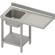 Stalas su 1 dubens kriaukle (L) ir vieta šaldytuvui arba indaplovei 1600x700x900 mm, suvirintas, presuotas stalviršis, skardos kraštas 100x15x10