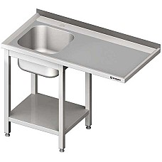 Stalas su 1 dubens kriaukle (L) ir vieta šaldytuvui arba indaplovei 1200x600x900 mm, suvirintas