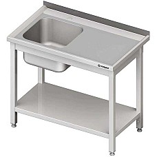 Stalas su 1 dubens kriaukle (L), su lentyna 800x700x850 mm, suvirintas