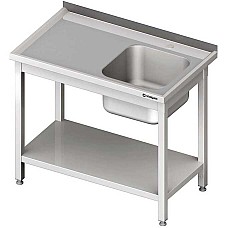 Stalas su 1 dubens kriaukle (P), su lentyna 800x700x850 mm, suvirintas