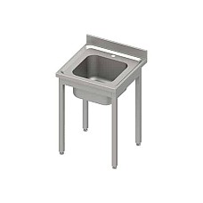 Stalas su 1 dubens kriaukle, be lentynos 600x600x850 mm, surenkamas, presuotas stalviršis, alavuotas kraštas 100x15x10