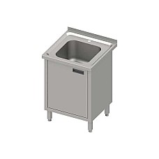 Stalas su 1 dubens kriaukle, varstomomis durelėmis 600x600x850 mm, presuotu stalviršiu