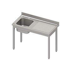 Stalas su 1 dubens kriaukle (L), be lentynos 1100x700x850 mm, suvirintas, presuotas stalviršis, alavuotas kraštas 100x15x10