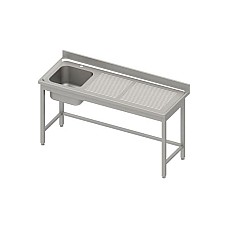 Stalas su 1 dubens kriaukle (L), be lentynos 1900x600x850 mm, presuotas stalviršis, alavuotas kraštas 100x15x10