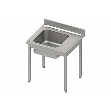 Stalas su 1 dubens kriaukle (L), be lentynos 800x700x850 mm, suvirintas, presuotas stalviršis, alavuotas kraštas 100x15x10