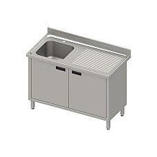 Stalas su 1 dubens kriaukle (L), varstomos durelės 1000x600x850 mm, presuotas stalviršis, alavuotas kraštas 100x15x10