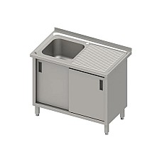 Stalas su 1 dubens kriaukle (L), stumdomomis durelėmis 1000x600x850 mm, presuotas stalviršis