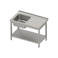 Stalas su 1 dubens kriaukle (L), su lentyna 1100x700x850 mm, surenkamas, presuotas stalviršis