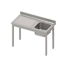 Stalas su 1 dubens kriaukle (P), be lentynos 1100x700x850 mm, suvirintas, presuotas stalviršis, alavuotas kraštas 100x15x10