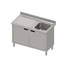 Stalas su 1 dubens kriaukle (P), varstomos durelės 1000x600x850 mm, presuotas stalviršis, alavuotas kraštas 100x15x10