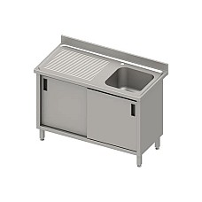 Stalas su 1 dubens kriaukle (P), stumdomos durelės 1200x600x850 mm, presuotas stalviršis, alavuotas kraštas 100x15x10