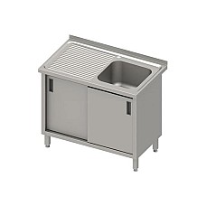 Stalas su 1 dubens kriaukle (P), stumdomomis durelėmis 1200x600x850 mm, presuotas stalviršis