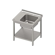 Stalas su 1 dubens kriaukle (P), su lentyna 800x700x850 mm, suvirintas, presuotas stalviršis