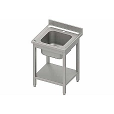 Stalas su 1 dubens kriaukle ir lentyna 600x600x850 mm, surenkamas, presuotas stalviršis, alavuotas kraštas 100x15x10