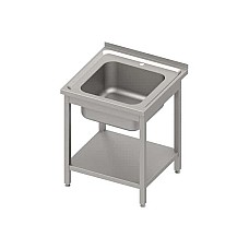 Stalas su 1 dubens kriaukle ir lentyna 600x700x850 mm, surenkamas, presuotas stalviršis