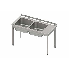 Stalas su 2 kriauklėmis (L), be lentynos 1100x700x850 mm, surenkamas, presuotas stalviršis